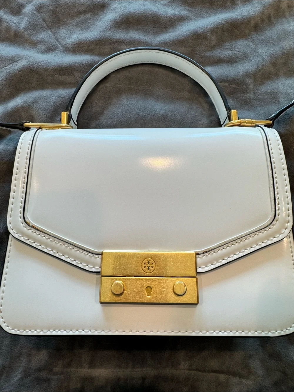 Tory Burch Juliette Mini Top Handle Satchel - White Leather - Excellent Conditio